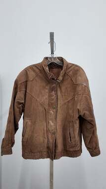 Vintage Global Identity Leather Fashions Bomber Jacket - Brown (Size Medium)